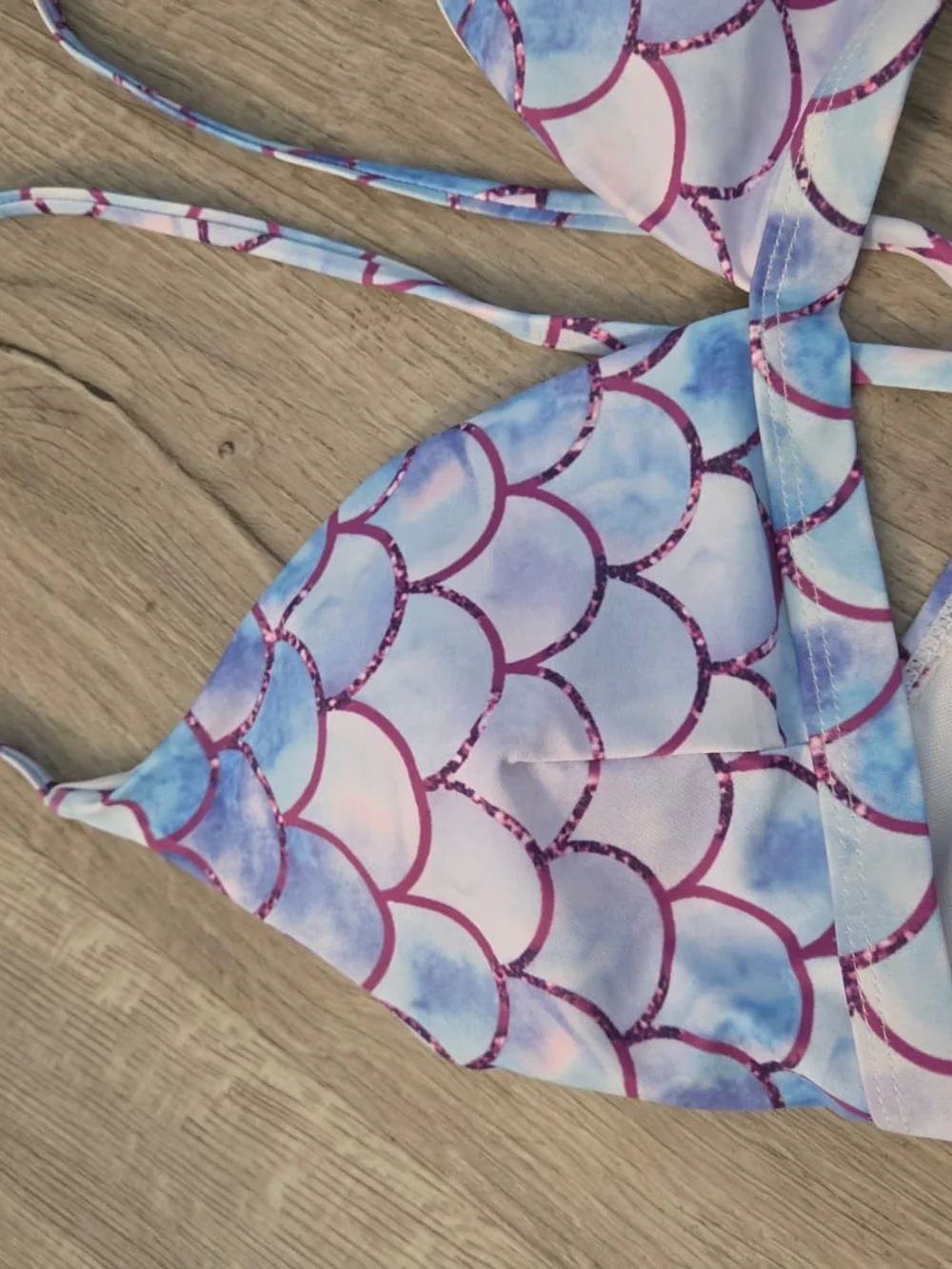 Scale-Print Lavender Tie-Front Triangle Bikini Set. Plus Size 1X